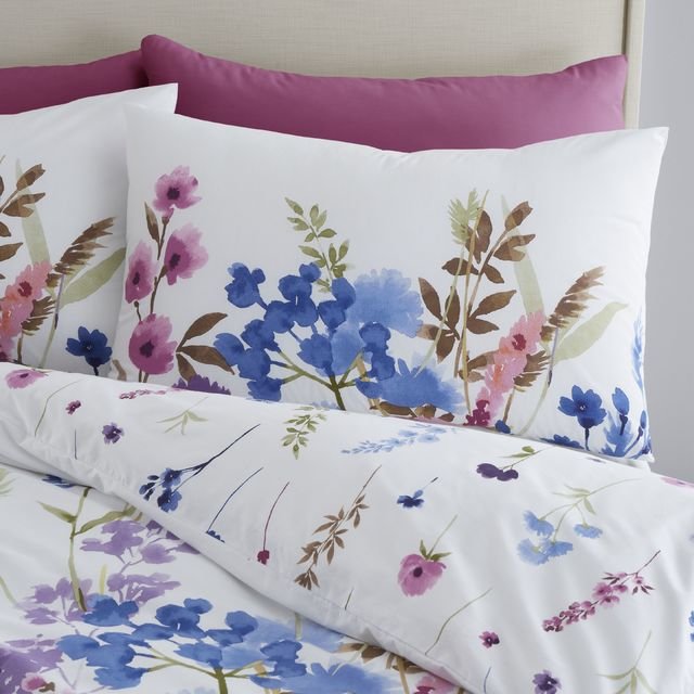 Catherine Lansfield White Multi Countryside Floral Watercolour Duvet ...